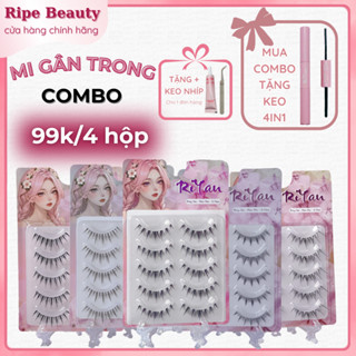 Lông Mi Giả Gân Trong Tự Nhiên Mềm Nhẹ 5 cặp Tái Sử Dụng Nhiều Lần RiYan Kèm Keo Nhíp