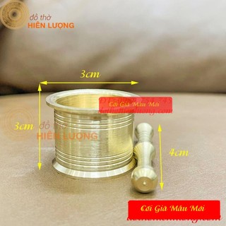  Cối giã nhụy hoa nghệ tây cối giã trầu bằng đồng Chiều cao 3cm đk miệng 3cm cối dài 4cm 