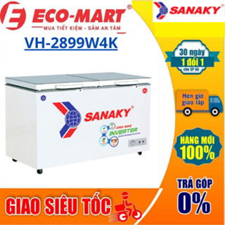 Tủ đông Sanaky VH-2899W4K 220L mặt kính 2 chế độ Inverter ( xám ) ( Tặng giao lắp đặt miễn phí)