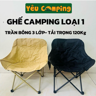  Ghế Camping Mặt Trăng gấp gọn Cao Cấp  ghế dã ngoại thư giãn chịu tải 120kg Ghế Vải Dù Oxford 600D 3 lớp Trần Bông 