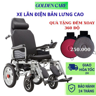 Xe lăn điện 2 chế độ điều khiển tay và tự lái  Bản Lưng Cao  an toàn, tiện nghi khi di chuyển 24V/12AH (có thể gấp lại)