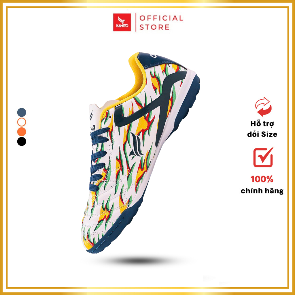 Giày đá bóng sân cỏ nhân tạo Kamito Velocidad Play TF Fire Back, đế TF, đệm gót chân êm ái