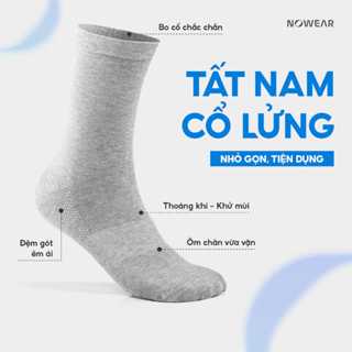  Combo 5 đôi Tất Vớ Nam Cổ Lửng  Trung  cao cấp NOWEAR - Cotton mềm mịn Co giãn 4 chiều thoáng khí kháng khuẩn khử mùi 