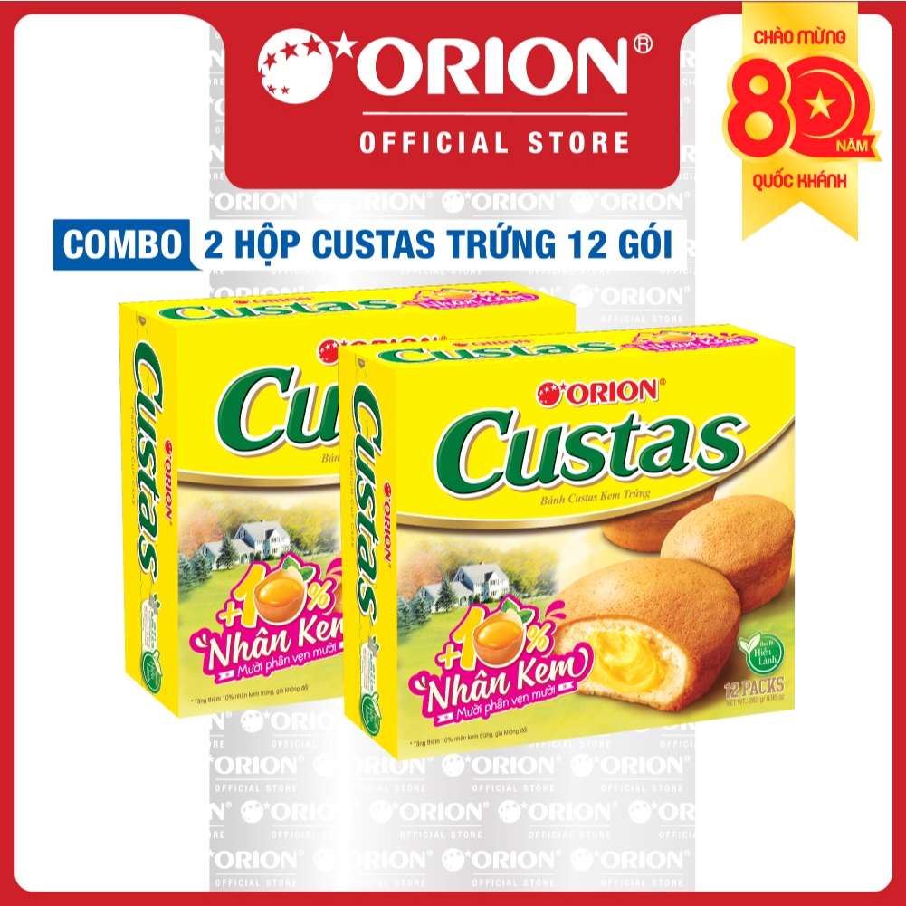 Combo 2 Hộp Bánh Orion Custas Nhân Kem Trứng (282g/hộp)