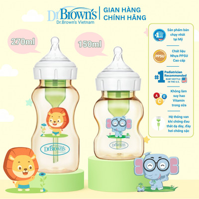 Bình sữa Dr.Brown's cổ rộng nhựa PPSU Option Plus 100% chính hãng 150ml và 270ml