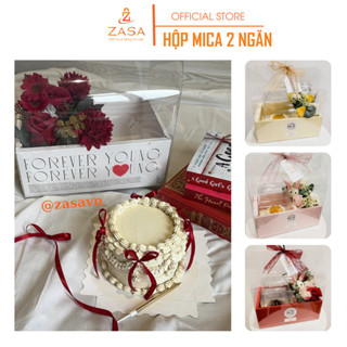 HỘP MICA TRONG SUỐT 2 NGĂN – ĐỰNG BÁNH, HOA, QUÀ TẶNG (KÈM ĐẾ LÓT) - Zasavn