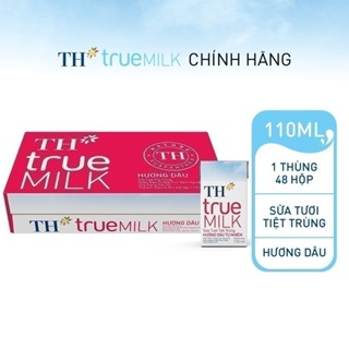 Thùng 48 hộp sữa tươi tiệt trùng TH true MILK hương dâu tự nhiên 110 ml (110 ml x 48)