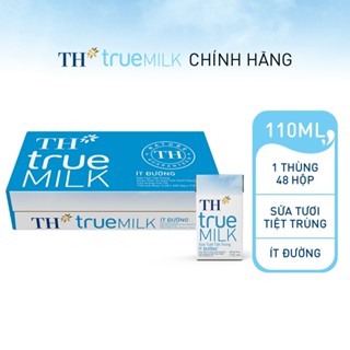 Thùng 48 hộp sữa tươi tiệt trùng TH true MILK ít đường 110 ml (110 ml x 48)