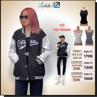 Áo Khoác Dù Varsity 2 lớp Cyouuxu Áo Bomber 3 Túi Nam Nữ Form Rộng Chuẩn Streetwear Lichiho