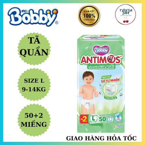 Tã quần Bobby Antimos Xua Muỗi (size L, 50+2 miếng)