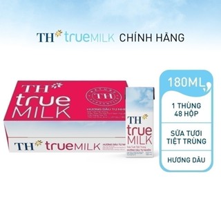 Thùng 48 hộp sữa tươi tiệt trùng TH true MILK hương dâu tự nhiên 180 ml (180 ml x 48)