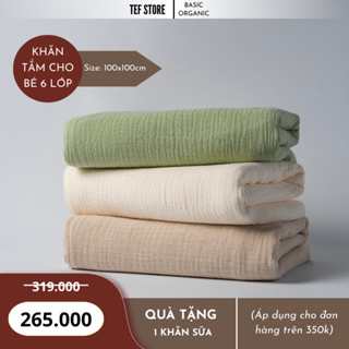 Khăn ủ cho bé chăn đắp to dày 6 lớp bông tự nhiên 100x100cm mềm mại thấm hút Tef store