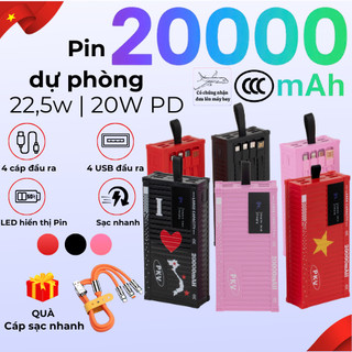    Không đặt được nhắn shop ạ   Tặng cáp 3 đầu  Sạc dự phòng 20000mAh CONTAINER đưa lên máy bay tích hợp 4 dây ra 