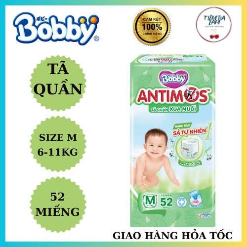 Tã quần Bobby Antimos Xua Muỗi (size M, 52 miếng)