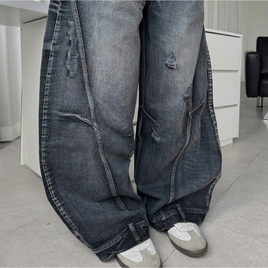 Quần Jeans Ống Cong Wash PREMIUM Đứng Form Tôn Dáng Unisex Nam Nữ - Đai Siết Eo | SSSTore.Aesthetic | BigBuy360 - bigbuy360.vn