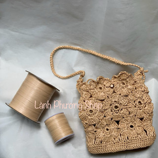 Sợi Cọ Raffia Bóng Mềm Móc Túi, Mũ Cuộn 200gr