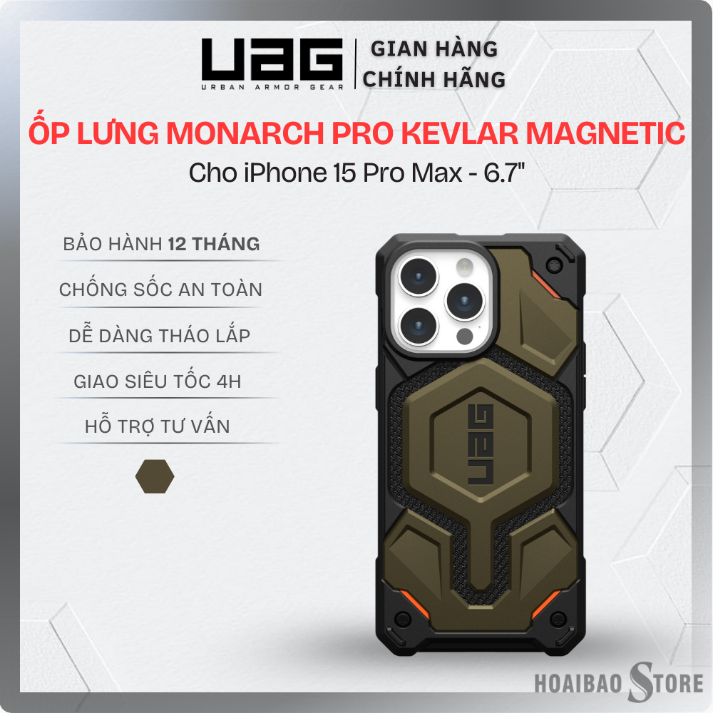 Ốp lưng UAG Monarch Pro Kevlar Cho iPhone 15 Pro Max - 6.7" Chống Sốc Cao Cấp