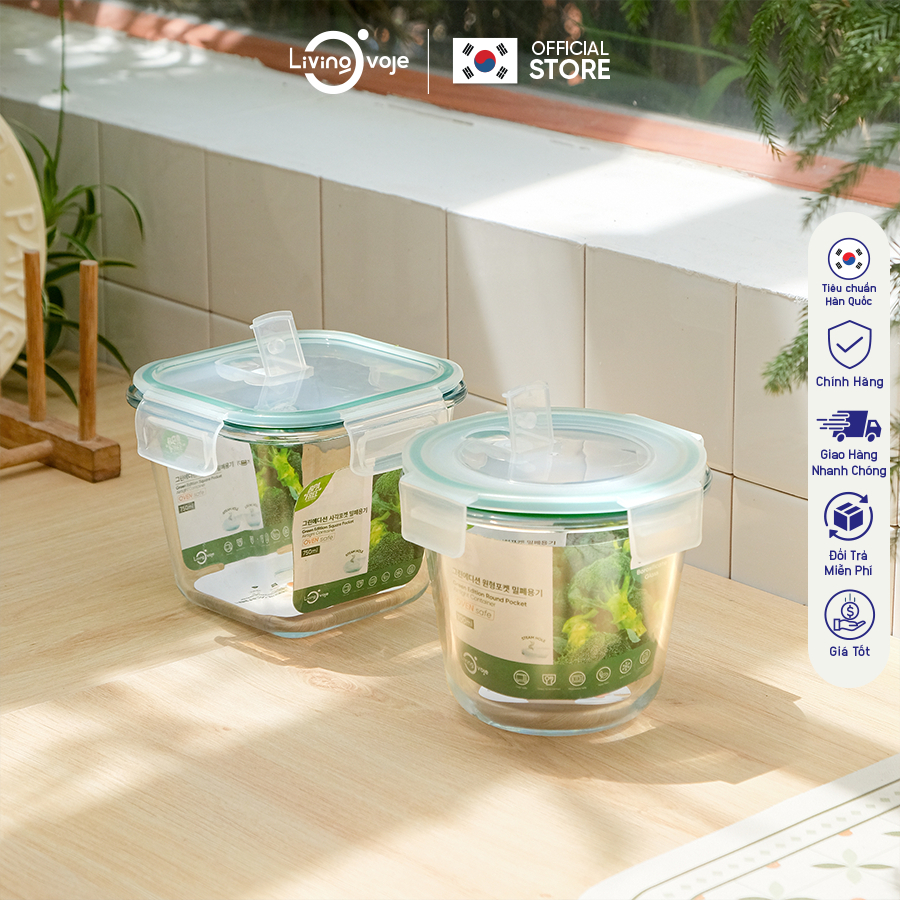 Hộp Thủy Tinh Cao Cấp Living On 700ml Tròn & 750ml Vuông