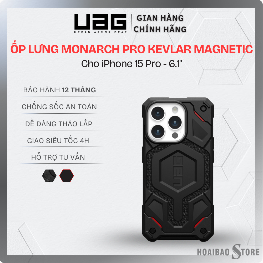 Ốp lưng UAG Monarch Pro Kevlar Cho iPhone 15 Pro - 6.1" Chống Sốc Cao Cấp