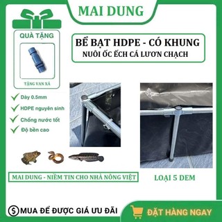 Bể Bạt HDPE Dày 0.5mm Dem Nuôi Ốc Éch Cá Lươn Có Khung Phi 27 Chống Nước Tốt Tiết Kiệm Diện Tích Dễ Vệ Sinh Bảo Quản