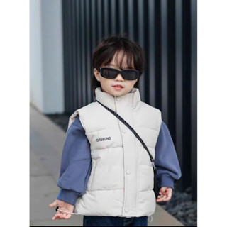 Áo phao gile cao cổ bông nhồi mềm cao cấp cho bé trai, bé gái vải bên ngoài chống nước, cản gió tôt (8-30kg)