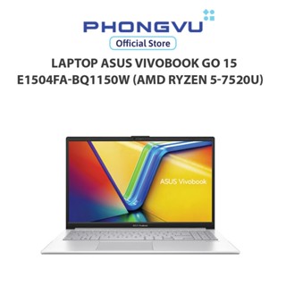 Máy tính xách tay/ Laptop Asus Vivobook Go 15 E1504FA-BQ1150W (AMD Ryzen 5-7520U) (Bạc) - Bảo hành 24 tháng