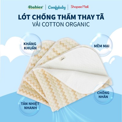 Lót Chống Thấm Thay Tã Comfybaby Cho Bé 4 lớp Cotton Organic Hữu Cơ Cao Cấp, Kháng Khuẩn, Thoáng Khí