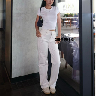 Quần Jean Ống Suông Trắng Nữ Chất SZR99