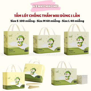  Tấm lót chống thấm Wai dùng 1 lần thay tã bỉm cho bé & mẹ sau sinh 3 size S M L 