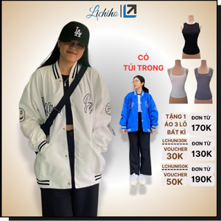 Áo Khoác Dù 2 Lớp Form Rộng Nam Nữ Chaopai Áo Bomber Varsity Học Sinh 3 Túi Streetwear Lichiho