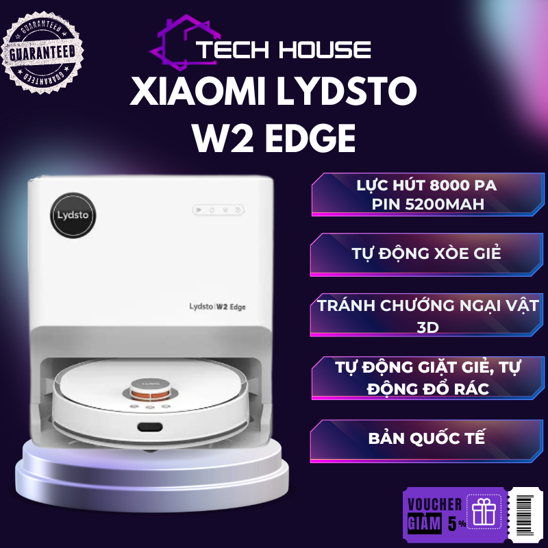 Robot hút bụi Xiaomi Lydsto W2 EDGE tự động giặt sấy giẻ, tự động hút rác Bản quốc tế.