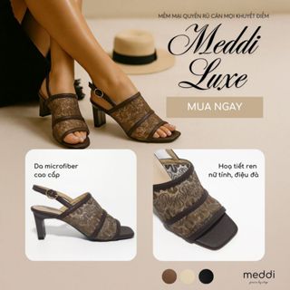  Giày cao gót nữ ren quyến rũ guốc nữ lưới êm chân dép cao gót 7 phân êm bền chuẩn MeddiLuxe 