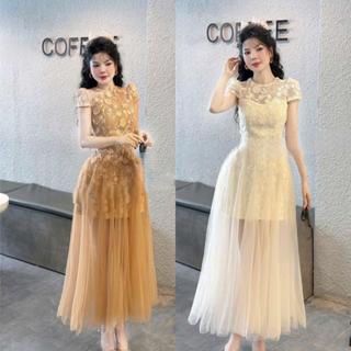 Váy ren phối lưới xoè dài tiểu thư K40 - Thư Váy