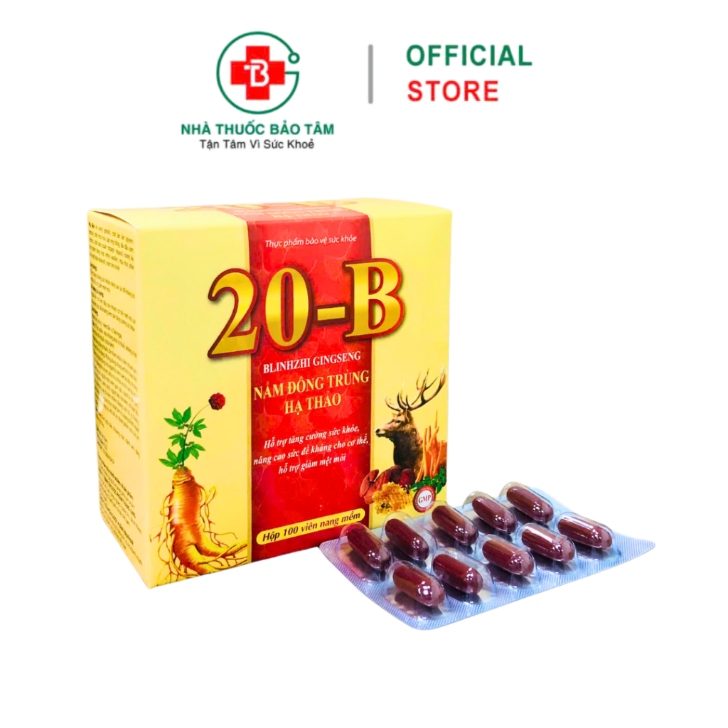 Viên Uống 20B Blinhzhi Ginseng Bổ Sung Vitamin Nhóm B, Hỗ Trợ Tăng Sức Đề Kháng, Sức Khỏe - Hộp 100V