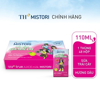 Thùng Thức uống Sữa trái cây TH true JUICE milk MISTORI Dâu tự nhiên 110 ml x 48 Hộp