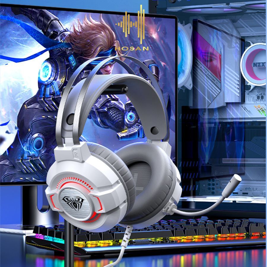 Tai Nghe Chụp Tai HOSAN AULA S602 Gaming Có Đèn Led RGB Và Mic Đàm Thoại | BigBuy360 - bigbuy360.vn
