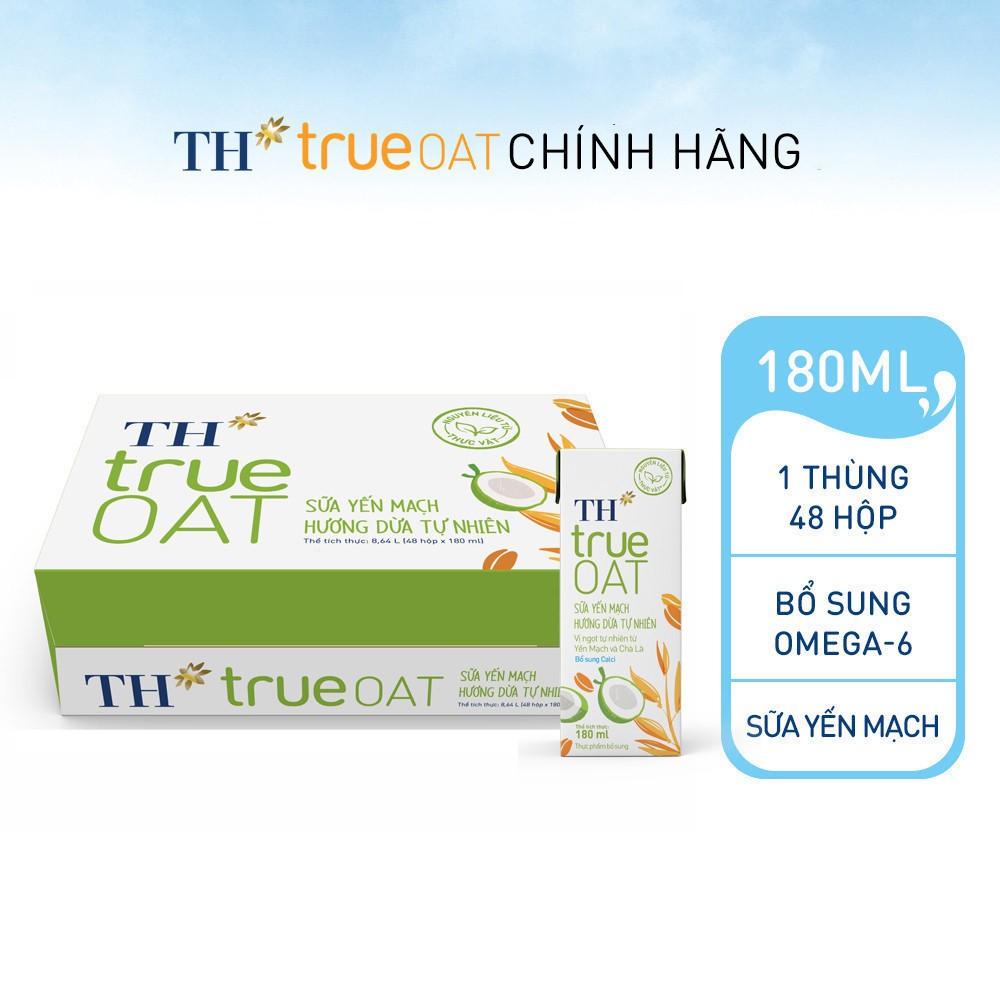 Thùng Sữa Yến Mạch TH true OAT milk Hương Dừa 180ml (48 Hộp) | BigBuy360 - bigbuy360.vn