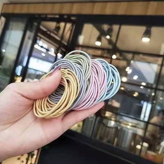Set 100 Dây Thun Cột Tóc Cho Nữ Co Giãn Tốt Kèm Túi Zip, Chun Cột Tóc Mix Nhiều Màu Dễ Thương