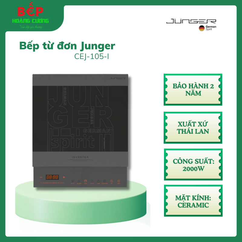 Bếp từ Junger CEJ-105-I bảng điều khiển LED nhạy, an toàn, nấu nhanh, nâng tầm không gian bếp