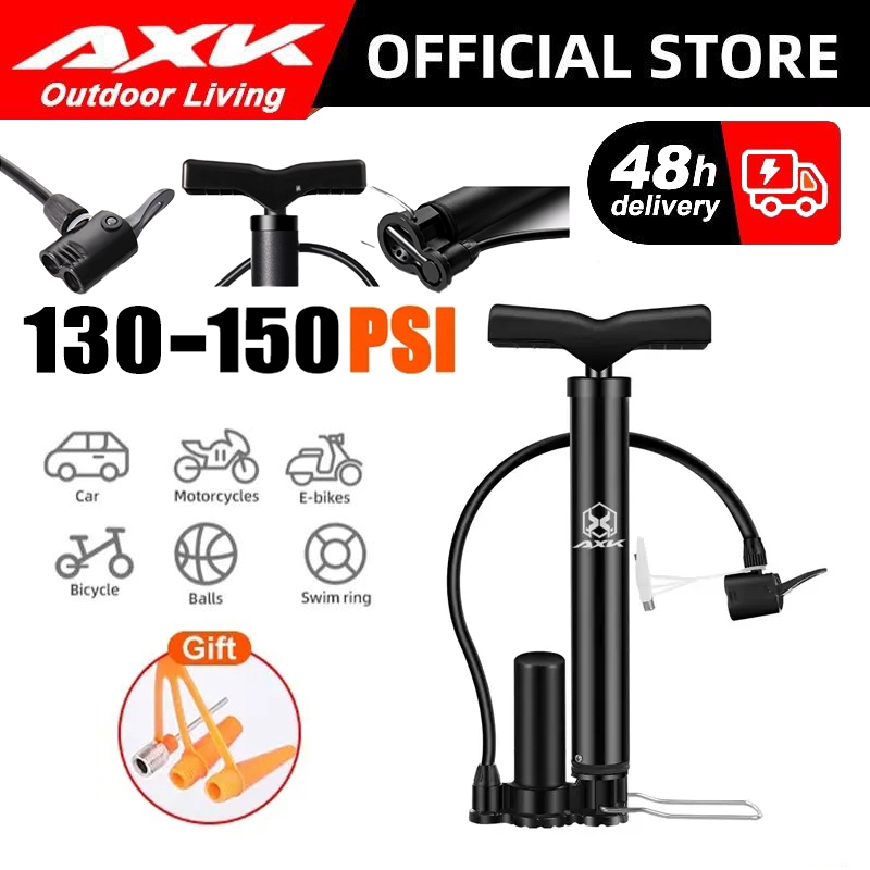 Máy bơm xe đạp và xe máy nhỏ gọn cầm tay AXK có đầu van đa chức năng