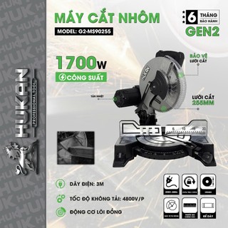  Máy cắt nhôm HUKAN G2-MS90255 Đường kính đĩa 255mm Công suất 1700W dùng dây Curoa 