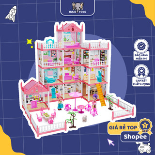 Đồ Chơi Nhà Búp Bê Cỡ Lớn Cho Bé Hulo Toys, Đồ Chơi Lắp Ghép Biệt Thự Công Chúa