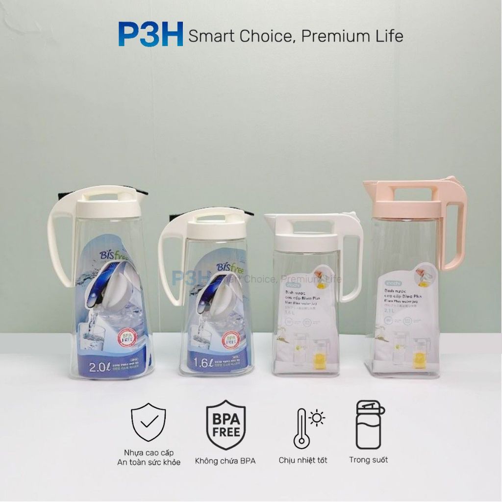 Bình nước nhựa Tritan 1.6L/2L Lock&Lock Bisfree One Touch ABF632 Inochi Biwa Plus nhựa SAN P3H Store