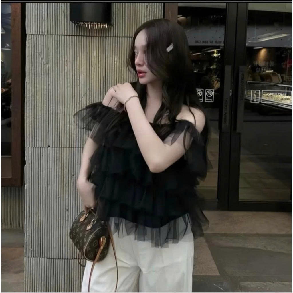 Áo nữ trễ vai ren nhiều tầng Dilyshop dáng tiểu thư công chúa chất ren mềm không ngứa - A124 | BigBuy360 - bigbuy360.vn