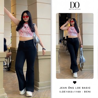 Quần Jean Ống Loe Dáng Dài Màu Đen Tuyền Cạp Cao Co Giãn Tốt Quần Jeans Nữ Bigsize 58-90kg