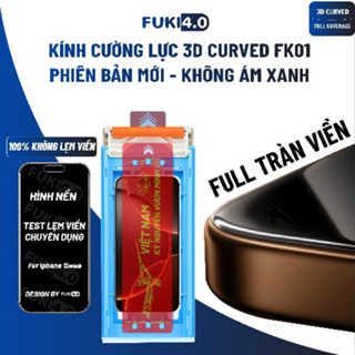 Kính cường lực cho iphone FUKI40 FK01 full màn, không lẹm viền 3D Curved ip 17 ProMax 16 / Plus 15 PRM 15 Pro 15 Plus 14