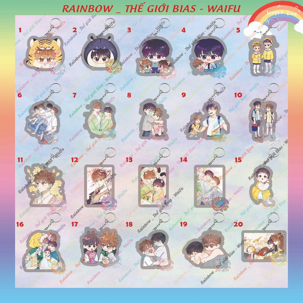 Móc khóa mica Omega complex 5cm, keychain acrylic Phức cảm omega manhwa bl
