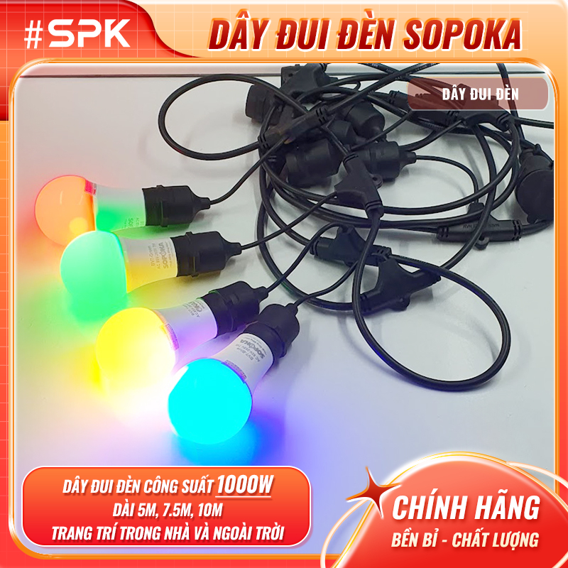 SOPOKA Dây Đui Bóng Đèn Trang Trí 10 Đui, 15 Đui, 20 Đui (5m – 7.5m – 10m) Trong Nhà Và Ngoài Trời