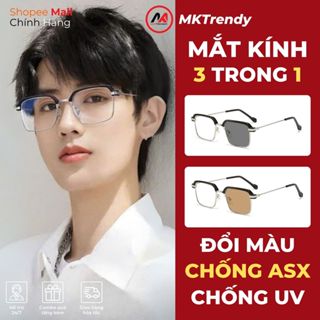  Mắt kính đổi màu nam nữ MKTRENDY gọng kim loại cao cấp chống tia UV chống ánh sáng xanh X10 