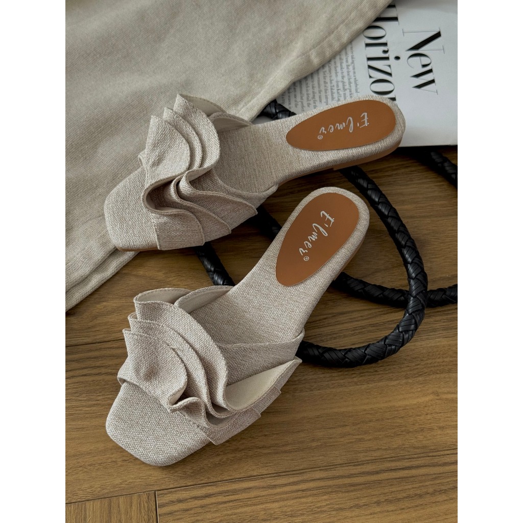 Dép Quai Ngang Knot Linen Bloom D07